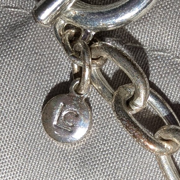 $3 with Bundle ~ Liz Claiborne Toggle Clasp Bracelet with Heart Charms 4600 - Picture 2 of 5